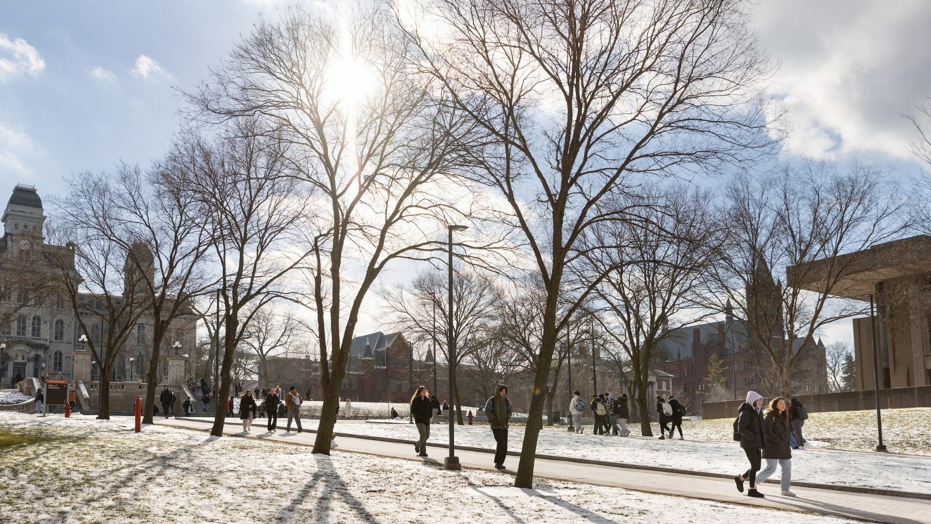 Syracuse University campus in winter